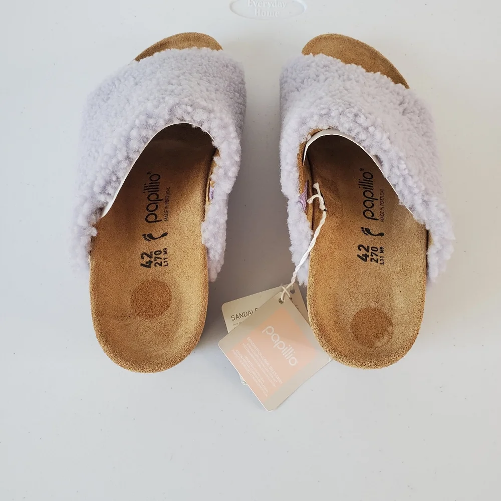 New BIRKENSTOCK Womens NAMIKA TEDDY WEDGE IN LILAC Size 11